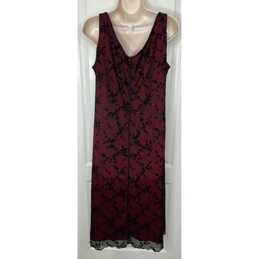 VTG Rocket Candy Dress 1X Black Sheer Overlay Whimsigoth y2k Cowl Neck Sparkle‎